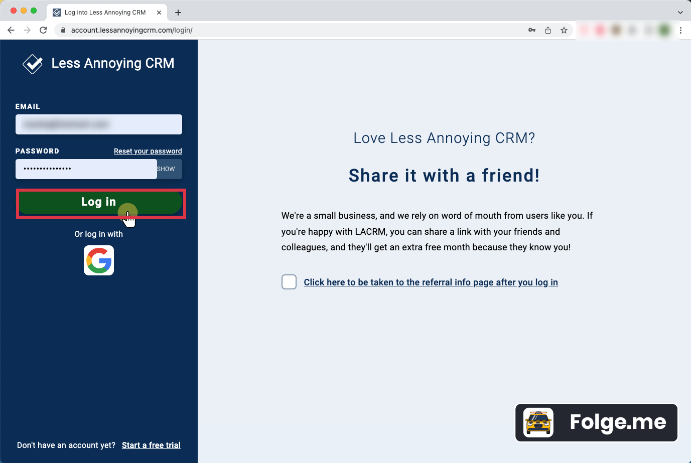 Click Login button