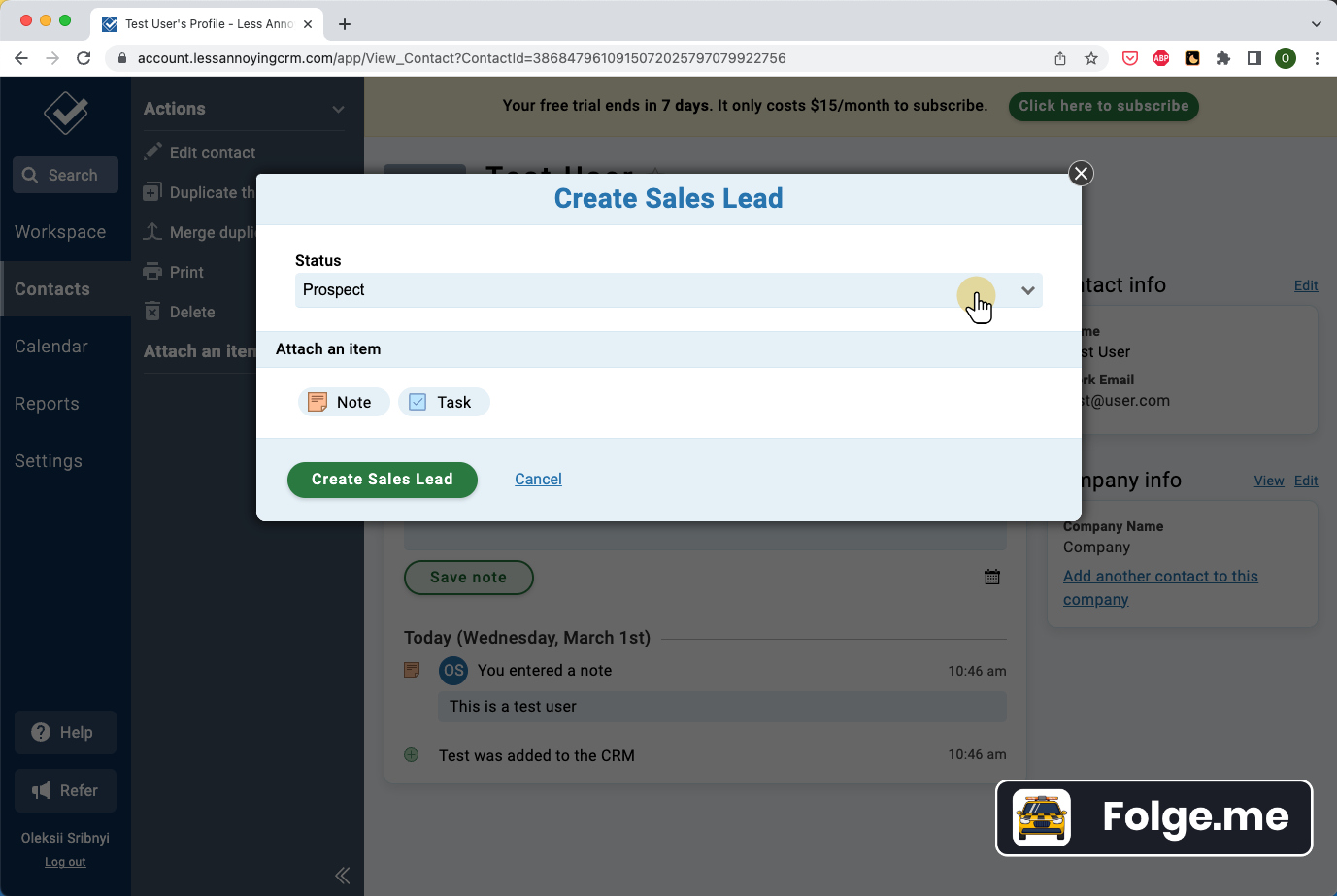 Creating the sales lead