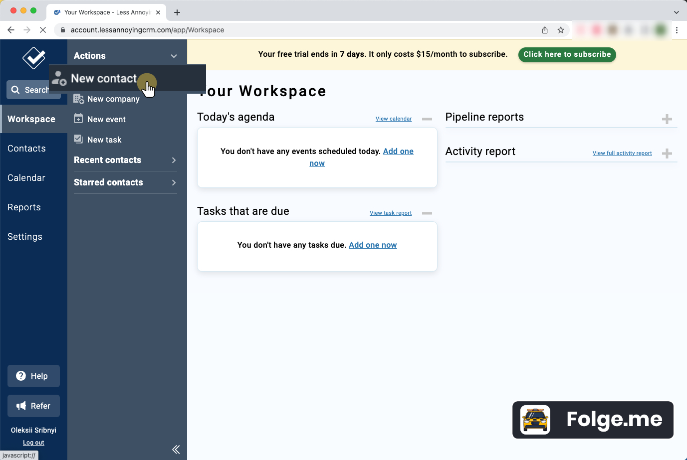 Select "New Contact"