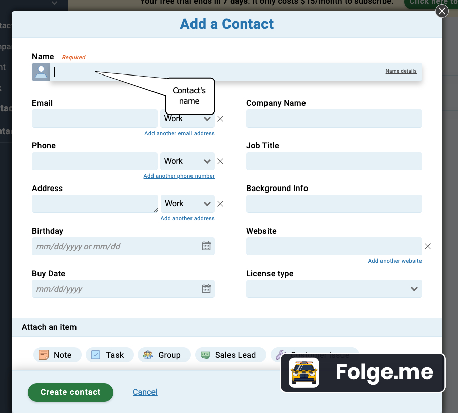 Creating Contact form